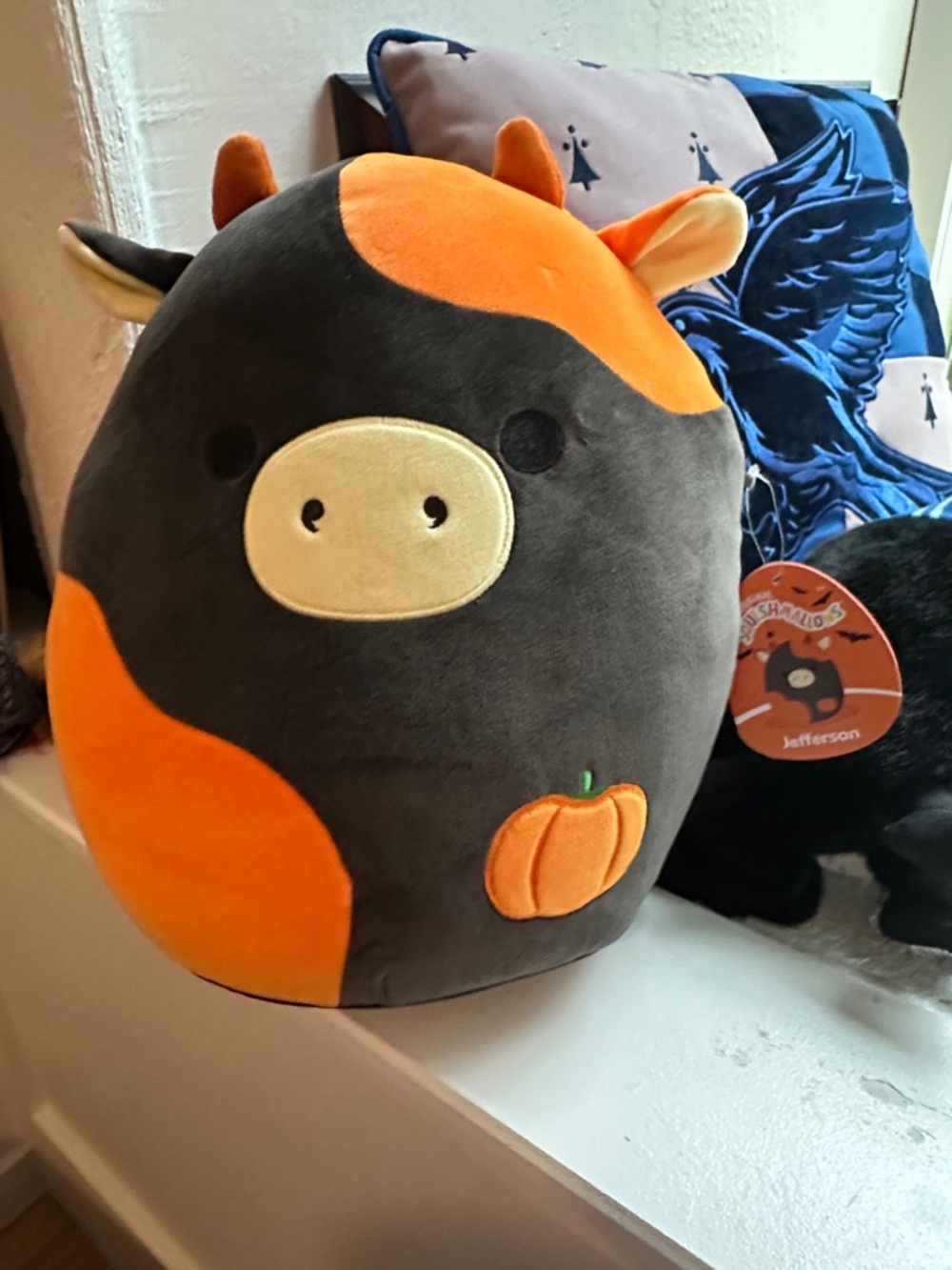 Squishmallows Jefferson Pumpkin Cow Plush - Gray & Orange